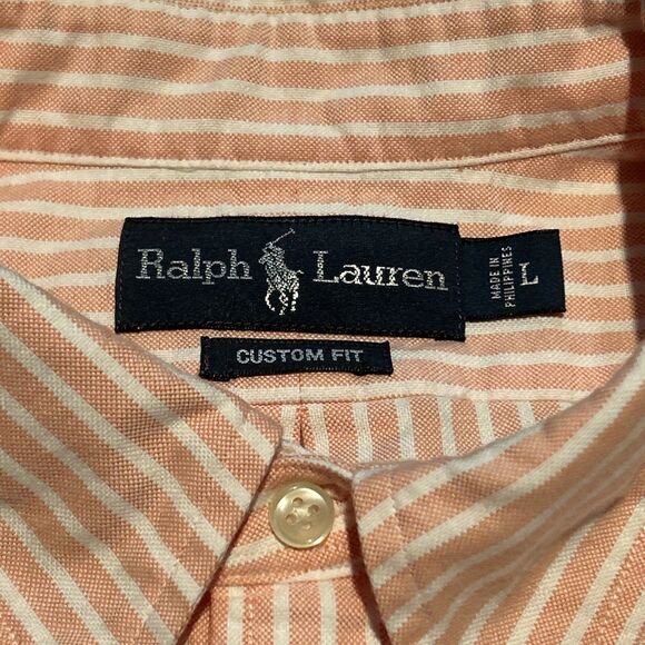 Ralph Lauren Custom Fit Button Down Shirt. Large. Long Sleeve. Stripes. Logo - Picture 4 of 11